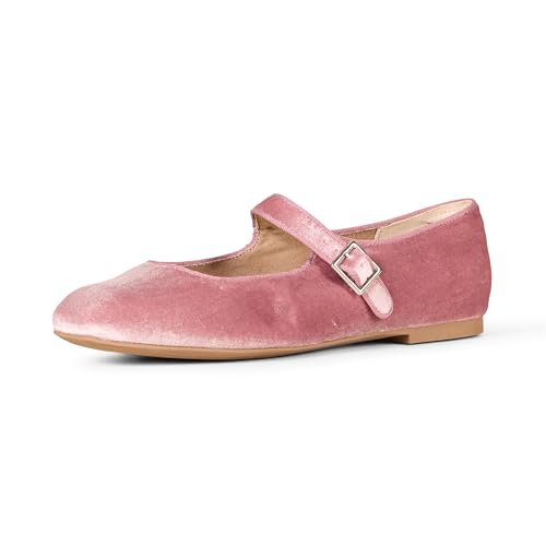 Amazon Essentials Damen Mary-Jane-Ballerina, Mauve Samt, 39.5 EU von Amazon Essentials