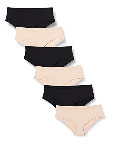 Amazon Essentials Damen Maxi-Slip (in Übergröße erhältlich), 6er-Pack, Helles Blütenblatt/Schwarz, XXL Große Größen von Amazon Essentials