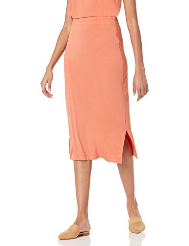 Amazon Essentials Damen Midirock aus Strick zum Hieinschlüpfen (erhältlich in Übergröße), Rostiges Orange, L von Amazon Essentials