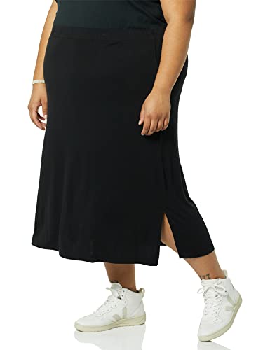 Amazon Essentials Damen Midirock aus Strick zum Hieinschlüpfen (erhältlich in Übergröße), Schwarz, 3XL Große Größen von Amazon Essentials