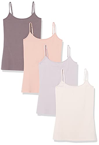 Amazon Essentials Damen Mieder mit schmaler Passform, 4er-Pack, Hellbeige/Kamelbraun/Lila/Schokoladenbraun, XL von Amazon Essentials