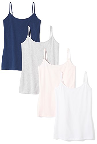 Amazon Essentials Damen Mieder mit schmaler Passform, 4er-Pack, Marineblau/Hellrosa/Weiß, XL von Amazon Essentials