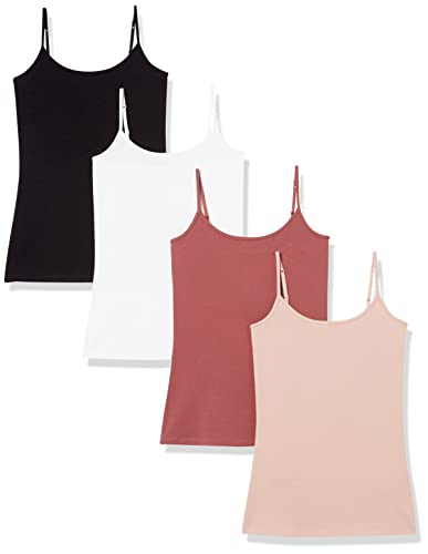 Amazon Essentials Damen Mieder mit schmaler Passform, 4er-Pack, Taupe/Dunkelrosé/Schwarz, L von Amazon Essentials