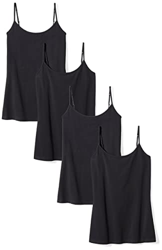 Amazon Essentials Damen Kamisol in schmaler Passform, 4er-Pack, Schwarz, M von Amazon Essentials