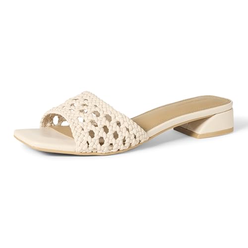 Amazon Essentials Damen Mini Heel Mule Sandals, Cremefarbenes Rohrgewebe, 37.5 EU von Amazon Essentials