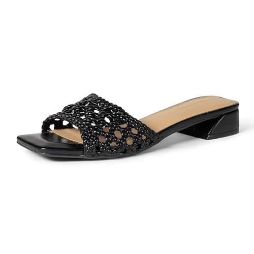 Amazon Essentials Damen Mini Heel Mule Sandals, Schwarzes Rohrgewebe, 38 EU von Amazon Essentials