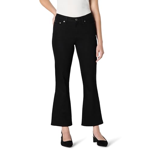 Amazon Essentials Damen Mittelelastische Kick-Crop-Jeans mit mittelhohem Einstieg, Schwarz, 40 von Amazon Essentials