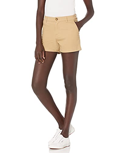 Amazon Essentials Damen Mittelhohe, schmal geschnittene, Chino Shorts mit 9 cm Schrittlänge, Khakibraun, 38-40 von Amazon Essentials