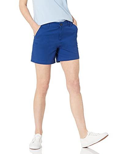 Amazon Essentials Damen Mittelhohe schmal geschnittene Khaki-Shorts mit 13 cm Schrittlänge (erhältlich in gerader und kurviger Passform), Blau, 34 von Amazon Essentials