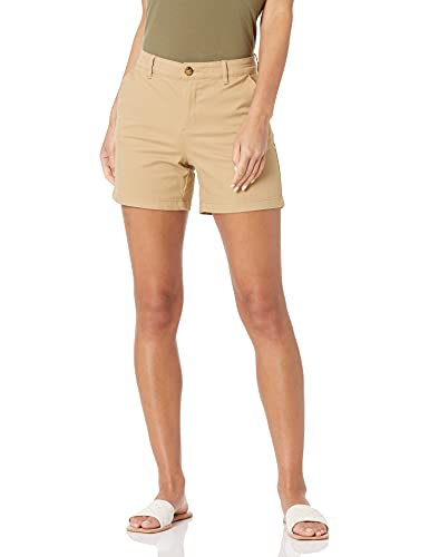 Amazon Essentials Damen Mittelhohe schmal geschnittene Khaki-Shorts mit 13 cm Schrittlänge (erhältlich in gerader und kurviger Passform), Khakibraun, 36-38 von Amazon Essentials