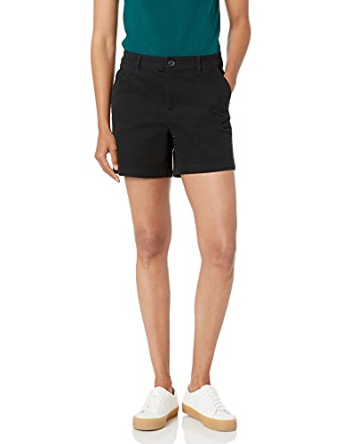 Amazon Essentials Damen Mittelhohe schmal geschnittene Khaki-Shorts mit 13 cm Schrittlänge (erhältlich in gerader und kurviger Passform), Schwarz, 44 von Amazon Essentials
