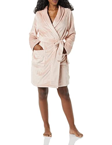 Amazon Essentials Damen Mittellanger Bademantel Plüsch (Erhältlich in Übergröße), Blassrosa, M von Amazon Essentials