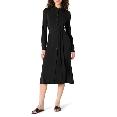 Amazon Essentials Damen Mittellanges Kleid Aus Mattem Jersey, Normale Passform, Schwarz, XXL von Amazon Essentials