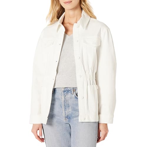 Amazon Essentials Damen Relaxed-Fit-Jacke aus Mittelschwerem Baumwolltwill mit Überschnittenen Schultern, Weiß, L von Amazon Essentials