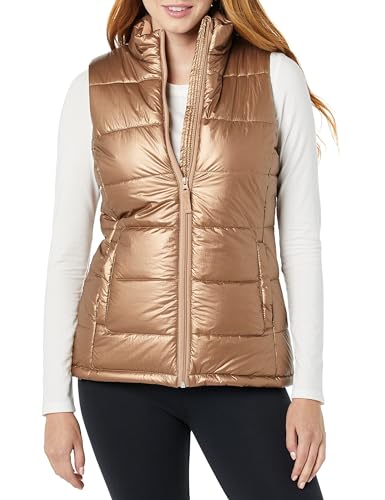 Amazon Essentials Damen Mittelschwere Daunenweste mit Reißverschluss, Metallisches Taupe, S von Amazon Essentials