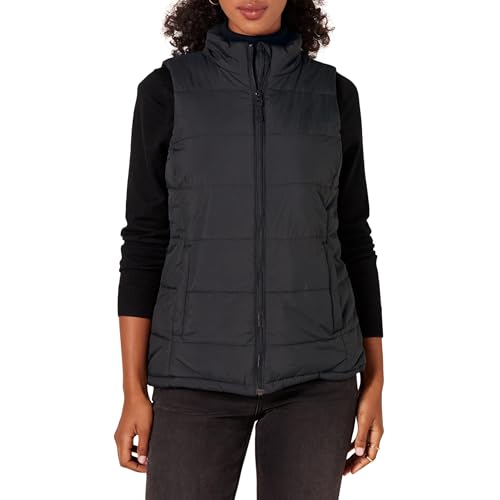Amazon Essentials Damen Mittelschwere Daunenweste mit Reißverschluss, Schwarz, L von Amazon Essentials