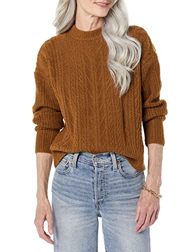 Amazon Essentials Damen Moderner Soft-Touch-Pullover Mit Rundhalsausschnitt (Erhältlich In Übergröße), Dunkles Kamelbraun, M von Amazon Essentials
