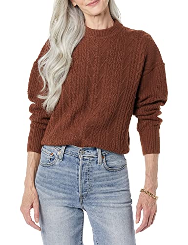 Amazon Essentials Damen Moderner Soft-Touch-Pullover Mit Rundhalsausschnitt (Erhältlich In Übergröße), Dunkles Toffee Braun, M von Amazon Essentials