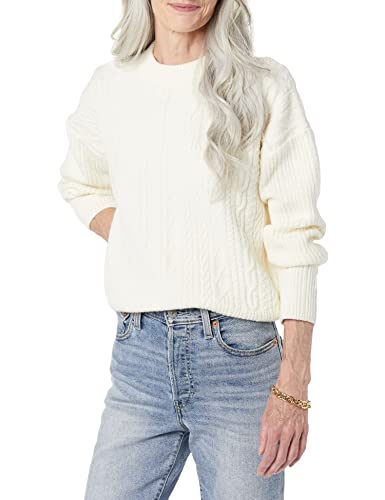 Amazon Essentials Damen Moderner Soft-Touch-Pullover Mit Rundhalsausschnitt (Erhältlich In Übergröße), Elfenbein, M von Amazon Essentials