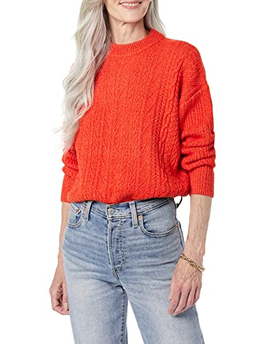 Amazon Essentials Damen Moderner Soft-Touch-Pullover Mit Rundhalsausschnitt (Erhältlich In Übergröße), Mohnrot, S von Amazon Essentials