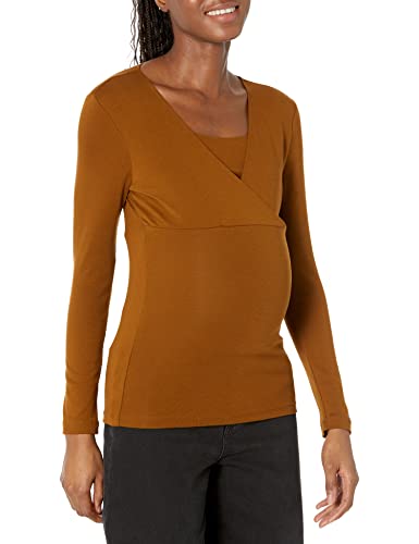 Amazon Essentials Damen Mutterschafts-Stilltop mit V-Ausschnitt, Dunkles Kastanienbraun, XXL von Amazon Essentials