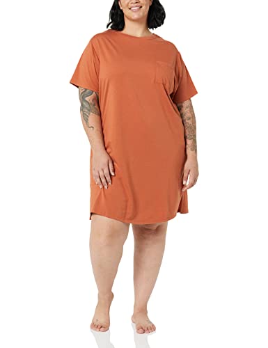Amazon Essentials Damen Nachthemd aus Jersey-Strick - Auslauffarben, Terrakotta, 5XL Große Größen von Amazon Essentials