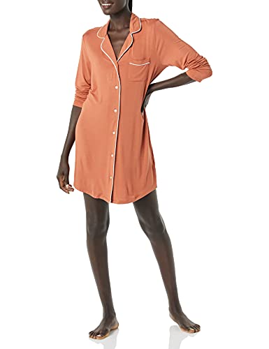 Amazon Essentials Damen Nachthemd mit Paspeln (Erhältlich in Übergröße), Karamell, S von Amazon Essentials