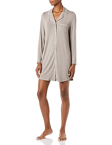 Amazon Essentials Damen Nachthemd mit Paspeln (Erhältlich in Übergröße), Rauchgrau, XL von Amazon Essentials