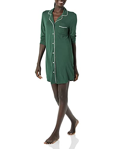Amazon Essentials Damen Nachthemd mit Paspeln (Erhältlich in Übergröße), Tannengrün, S von Amazon Essentials