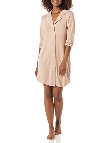 Amazon Essentials Damen Nachthemd mit Paspeln (Erhältlich in Übergröße), Taupe, XL von Amazon Essentials