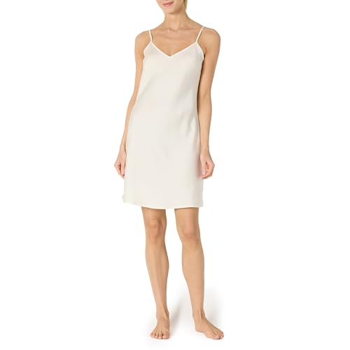 Amazon Essentials Damen Nachtwäsche Cami Slip Mini-Nachthemd aus Satin, Elfenbein, S von Amazon Essentials