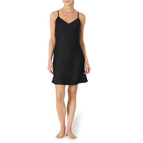 Amazon Essentials Damen Nachtwäsche Cami Slip Mini-Nachthemd aus Satin, Schwarz, XS von Amazon Essentials
