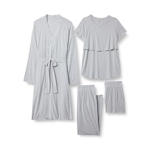Amazon Essentials Damen Nachtwäsche-Set Aus Weichem Modal Für Schwangerschaft Und Stillen, 4-teilig, Mittelgrau Meliert, M von Amazon Essentials