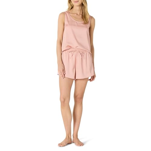 Amazon Essentials Damen Nachtwäsche-Set Aus Weichem Satin Mit Tanktop Und Kurzer Hose, Staubrosé, S von Amazon Essentials