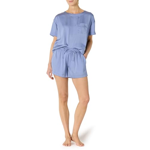 Amazon Essentials Damen Nachtwäsche-Set Aus Weichem Satin-T-Shirt Und Shorts, Staubblau, XXL Amazon Essentials Damen Nachtwäsche-Set Aus Weichem Satin-T-Shirt Und Shorts, Staubblau, XXL von Amazon Essentials