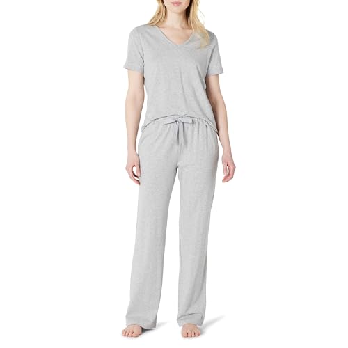 Amazon Essentials Damen Nachtwäsche-Set aus kurzärmeligem T-Shirt und Hose aus weicher Baumwollmischung, 2er-Pack, Mittelgrau Meliert, L Amazon Essentials Damen Nachtwäsche-Set aus kurzärmeligem T-Shirt und Hose aus weicher Baumwollmischung, 2er-Pack, Mittelgrau Meliert, L von Amazon Essentials