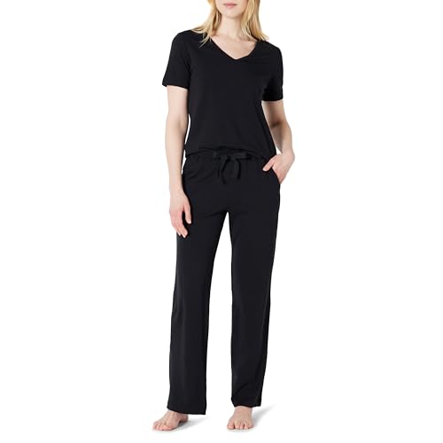 Amazon Essentials Damen Nachtwäsche-Set aus kurzärmeligem T-Shirt und Hose aus weicher Baumwollmischung, 2er-Pack, Schwarz, L Amazon Essentials Damen Nachtwäsche-Set aus kurzärmeligem T-Shirt und Hose aus weicher Baumwollmischung, 2er-Pack, Schwarz, L von Amazon Essentials
