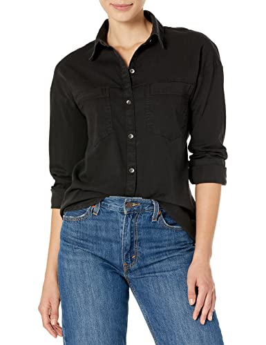 Amazon Essentials Damen Oversize Tunika-Jeanshemd mit Zwei Taschen (Früher Goodthreads), Verwaschenes Schwarz, XS von Amazon Essentials