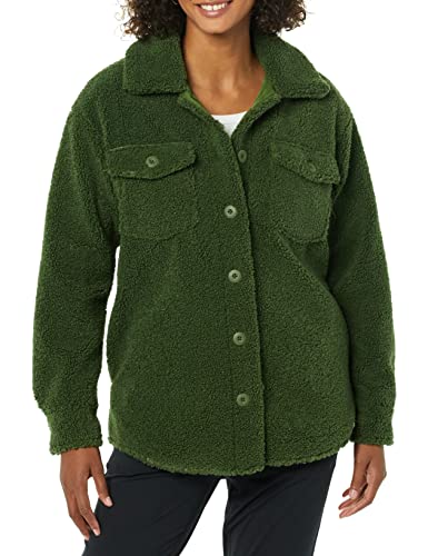 Amazon Essentials Damen Oversized-Hemdjacke Aus Teddy-Sherpa (Früher Goodthreads), Olivgrün, M von Amazon Essentials
