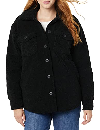 Amazon Essentials Damen Oversized-Hemdjacke Aus Teddy-Sherpa (Früher Goodthreads), Schwarz, XS von Amazon Essentials
