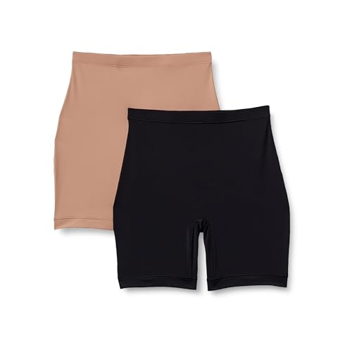 Amazon Essentials Damen Panty aus Mikrofaser, 2er-Pack, Gewaschene Bronze/Schwarz, 36 von Amazon Essentials