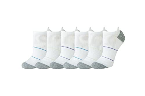Amazon Essentials Damen Performance Zone Tab-Sportsocken Mit Bequemer Dämpfung, 6 Paar, Weiß, 38.5-43 von Amazon Essentials