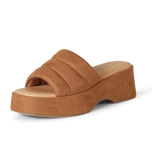 Amazon Essentials Damen Plateausandale Zum Hineinschlüpfen, Bräunen Mikro Wildleder, 44.5 EU von Amazon Essentials