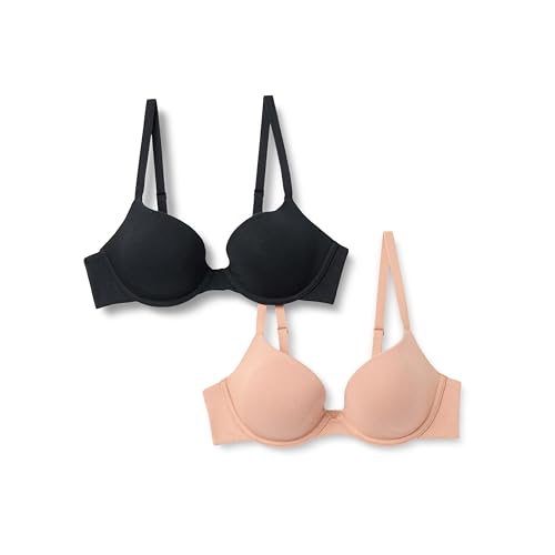 Amazon Essentials Damen Plunge-BH Mit Bügel Und Futter Aus Baumwolljersey, 2er-Pack, Gewaschene Bronze/Schwarz, 85C Amazon Essentials Damen Plunge-BH Mit Bügel Und Futter Aus Baumwolljersey, 2er-Pack, Gewaschene Bronze/Schwarz, 85C von Amazon Essentials