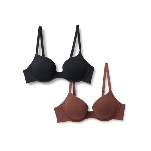Amazon Essentials Damen Plunge-BH Mit Bügel Und Futter Aus Baumwolljersey, 2er-Pack, Haselnuss/Schwarz, 80E Amazon Essentials Damen Plunge-BH Mit Bügel Und Futter Aus Baumwolljersey, 2er-Pack, Haselnuss/Schwarz, 80E von Amazon Essentials