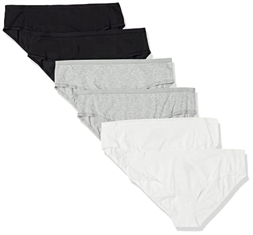 Amazon Essentials Damen Hipster-Unterwäsche Baumwolle (Erhältlich in Übergröße), 6er-Pack, Grau Meliert/Schwarz/Weiß, 5XL Große Größen von Amazon Essentials