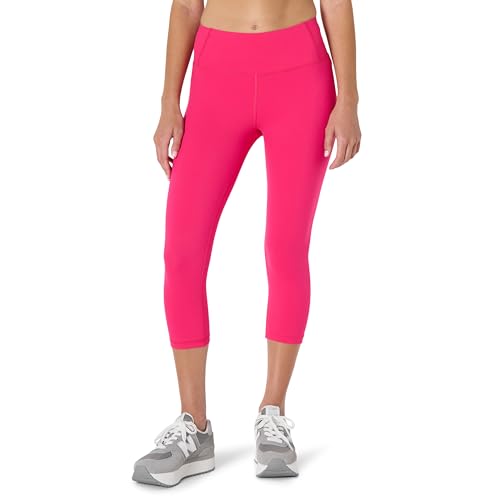 Amazon Essentials Damen Total Train Mittlere Leibhöhe, 48cm Beininnenlänge, Capri-Leggings, Intensive Rosa, S von Amazon Essentials