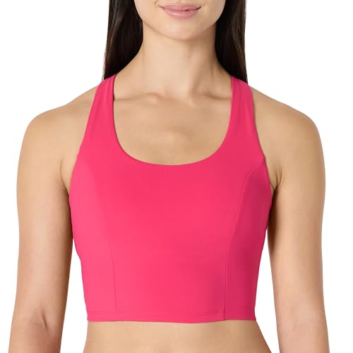 Amazon Essentials Damen Total Train Crop Top mit integriertem BH, Intensive Rosa, S von Amazon Essentials