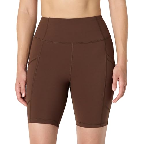 Amazon Essentials Damen Total Train Hohe Leibhöhe, 18cm Fahrradshorts mit Taschen, Haselnuss, S von Amazon Essentials