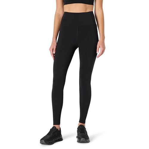 Amazon Essentials Damen Total Train Hohe Leibhöhe, Leggings in voller Länge mit 70cm Beininnenlänge, Schwarz, M von Amazon Essentials